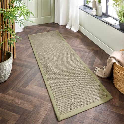 - Lord of Rugs - Alfombra de fibra natural en espiga de tejido plano, alfombra reciclable, color negro y gris, 68 x 240 cm
