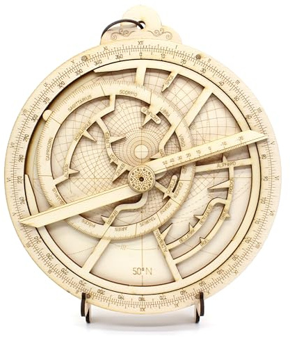 Bausatz Astrolabium (Deutsche Anleitung): Detaillierter Holz-Modellbausatz eines Astrolabiums