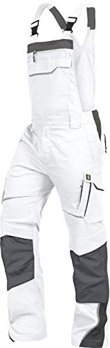 TRIUSO Leib Wächter Flex-Line Herren Latzhose flexibel mit Spandex (weiß/grau, 52)