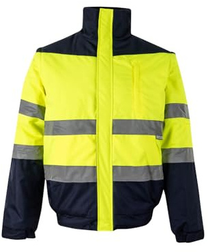 VELILLA 161; Cazadora de Alta Visibilidad acolchada bicolor; color Azul Marino y Amarillo Flúor; Talla 3XL