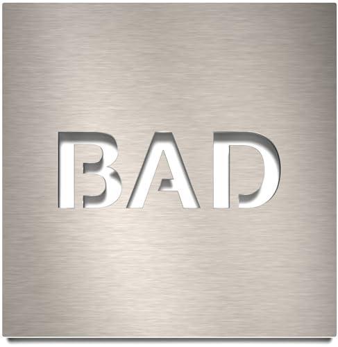 Edelstahl Hinweis-Schild Bad - selbstklebend & pflegeleicht - Design Piktogramm - Türschild H-65-E