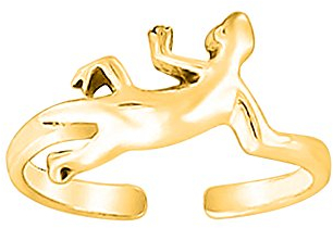 Marlogendo Damen Zehenring 14 Karat Gelbgold vergoldet 925 Sterling Silber Midi Ring Reptilien Eidechse verstellbar
