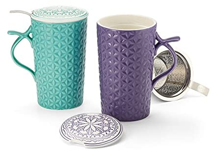 NEU teemando® Teamug Skadi New Bone China-Kräuterteetasse 2-fach sortiert, mit Edelstahlsieb 0,4 l