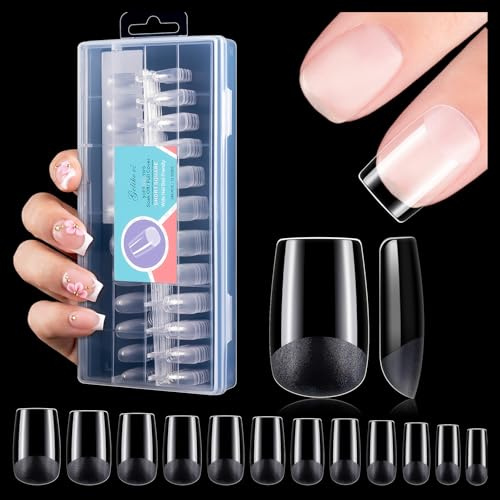 Quadrat Nagelspitzen Soft Gel Natürlich Wirkend flexible Passform | Kurze Nägel Tips flexible Passform für UV-Gel Natürliche Nail Tips für DIY Büro& Studio