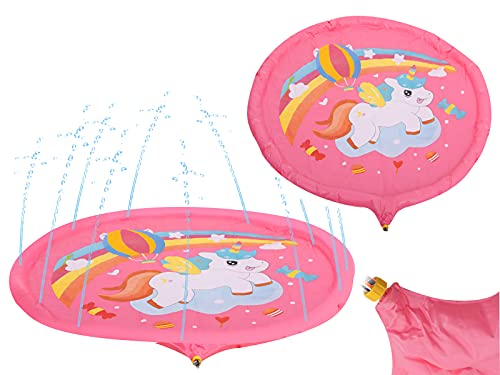 Unicorn Sprinkler Water Mat Garden Fountain Diameter 170 cm Pink Safe for Children Splash with Water Strands