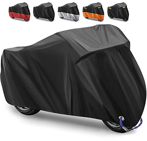 Housse de Protection pour Moto Housse de Moto Couverture Imperméable Housse de Protection pour Moto Exterieur en 210D Oxford Tissu pour Moto,Contre la pluie-265X105X 125CM(Noir)
