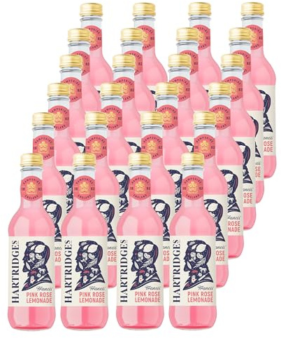 Hartridges | Celebrated Rose Lemonade Vegan Drink | 24 x 330ml | Shows sparkling water, natural flavour, with a balanced finish for food pairing or relaxed serving.