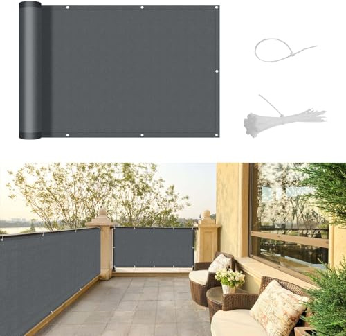 SUNNY GUARD Balkon Sichtschutz Wetterfest 150x300cm Balkonverkleidung Balkonabdeckung Balkonumspannung UV-Schutz Windschutz mit Kabelbinder,Anthrazit