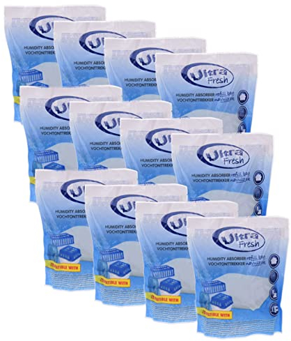 Lot de 12 recharges pour déshumidificateur d'air Ultra Fresh - 450 g - Granulés blancs
