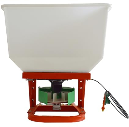 PreAsion ATV/UTV Seed Fertilizer Spreader Broadcast Spreader 265lbs Garden Farmer Tractor Spreader 12V Variable Easy Fix Fertilizer Hopper Dry Material Spreader