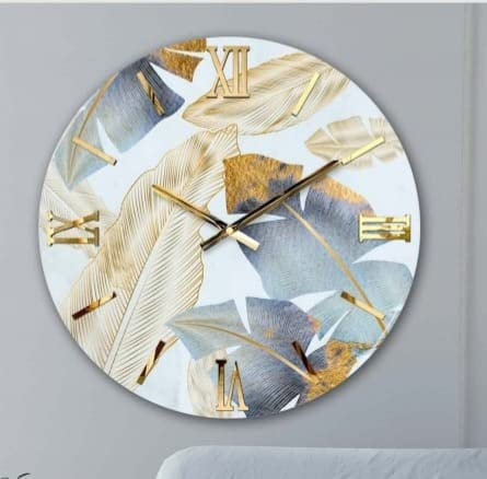 Generico Orologio da Parete, Soggiorno, Cucina, Moderno,Effetto marmo, Base legno, Lavorazione a resina, Numeri a rilievo, Diametro disponibile 40/60/80/100 cm, Made in Italy (40, Ficus)