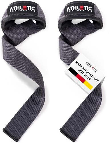 ATHLETIC AESTHETICS Zughilfen für Krafttraining und Bodybuilding (gepolstert) - Profi Lifting Straps 60 cm Länge für Fitness, Weightlifting, Kreuzheben - Zughilfe im Paar für Frauen und Männer
