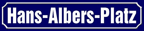 mrdeco Metall Schild 46x10cm gewölbt HANS-ALBERS-PLATZ Hamburg Deko Blechschild Tin Sign