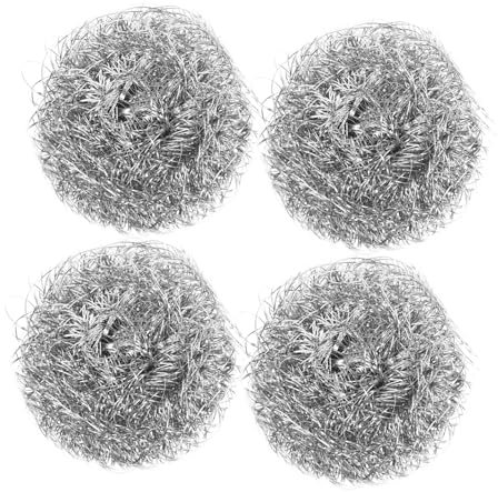 minkissy Stainless Steel Scrubbers Metal Scourer Spiral Scourers 4pcs Sturdy Kitchen Cleaner for Utensils Tableware Multipurpose Cleaning (Silver)