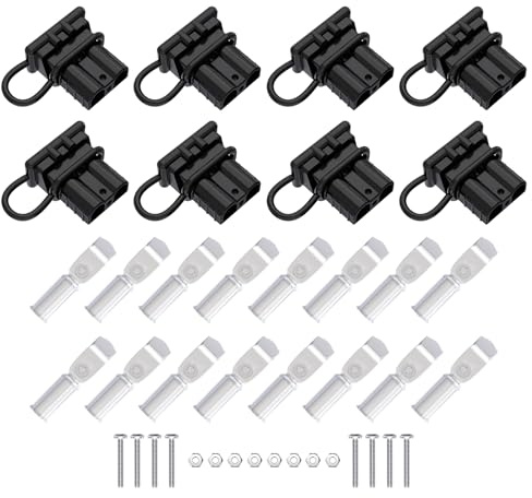 cnaodun 8 Pcs 6-10 Gauge Anderson Connector Plug 50A 12-36V Battery Quick Connector Black Battery Quick Disconnect Wire Harness Plug Kit for Winch Car Auto Trailer Driver Electrical Devices