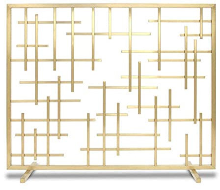 JUNNIU Pannello di Recinzione per paraventi per camini, Recinzione Metallica Ornamentale in Ferro battuto Perfect Shade of Gold Parafuoco a Pannello Singolo per braciere Decoration