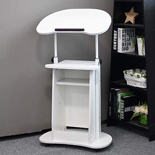 Rednerpult, Podium, abnehmbar, zum Aufstellen, höhenverstellbar, Laptop-Tisch, Schreibtisch, rollender Präsentationswagen, Weiß
