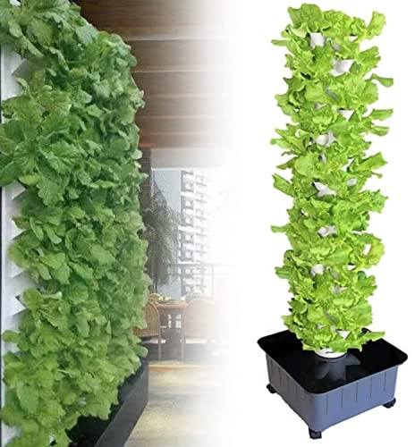 RRraw Ensemble de Tour Hydroponique de 45 Pots, Système de Culture Aquaponique, Équipement de Tour Aéroponique D'agriculture Verticale pour Herbes D'intérieur, avec Pompe Hydratante, Minuterie