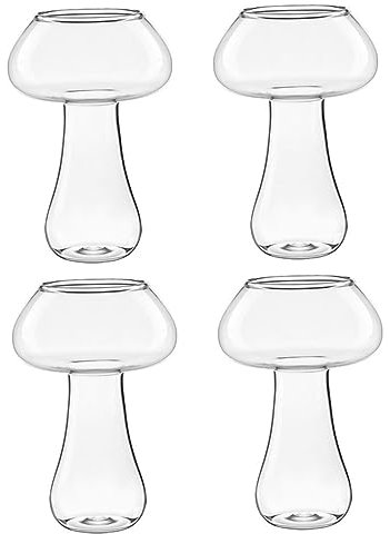 FUNOMOCYA Bicchiere a Fungo in Vetro, 4 Pezzi, Design Stratificato