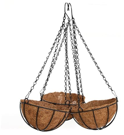 ORFOFE Maceta Colgante Metálica 30 Cm para Interior y Exterior, Jardinera Decorativa Forro, Cesta Colgante Resistente para Balcón y Soporte de Plantas, Diseño Artesanal Funcional