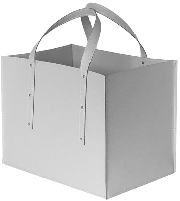 LIMAC Design MANEGHE contenitore portalegna in cuoio, borsa porta legna da interno, cesto moderno per legna da ardere, con ruote gommate, prodotto in Italia. Bianco