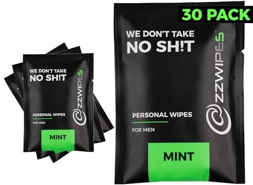 ZZWIPES Individually-Wrapped Body Wipes for Adults | Portable Hygiene for Travel, Holidays | Shower and Intimate Care | Alcohol-Free, Large, Mint Scent, 30-Pack