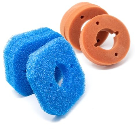 VIALIA Filterschwamm Set für Oase FiltoClear 6000 | 6er Pack Ersatzschwämme (3x blau grob, 3x rot fein) | Passgenau 22x22x4,3cm | Für kristallklares Teichwasser | Hohe Filterleistung