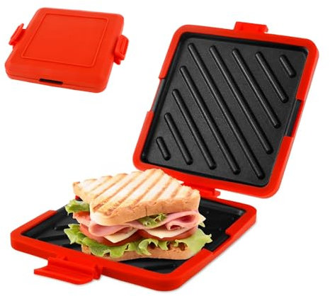 Microwave Toastie Maker, Microwave Toastie Sandwich Maker and Grill Wireless Silicone Microwaveable Cookware, Adjustable Toastie Maker Breakfast Sandwich Maker Non-Stick for Bread Sandwich
