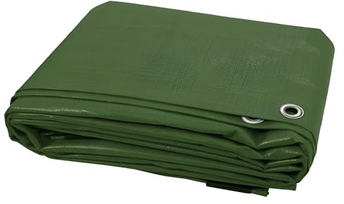 Green Tarpaulin Waterproof 2 x 3 m - 90 GSM Heavy Duty PE Tarp Sheet with Eyelets, Reinforced Edges, UV Resistant Groundsheet Cover for Camping, Garden Furniture, Construction, Outdoor Use