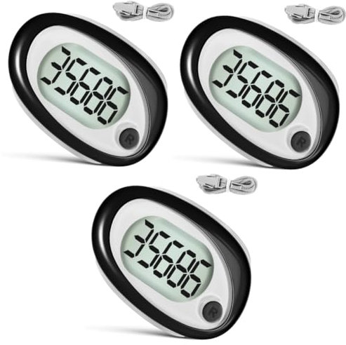 Toddmomy 3pièces Compteur De Portable avec Clip Et Lanyard Podomètre Précis pour Randonnée Écran Large Réinitialisation Facile Suivi Quotidien des Étapes
