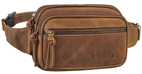 STILORD Juno Bauchtasche Damen Leder Groß Crossbody Bag Echtleder Gürteltasche Elegant Frauen Schultertasche Vintage Umhängetasche für Freizeit Festival Reisen Farbe:vinto - braun