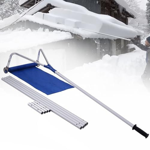 LKYLGYU Snow Roof Rake - Snow Removal Tool with Wheels and Adjustable Extended Handle for Cedar Shake Roof, Metal, Tile Roof, Long or Low-Pitched Roofs, Safe and labor-saving