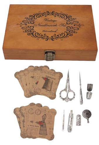 GRCFUMO Vintage-Stickscheren-Set, Stickscheren-Set, Scheren-Nähwerkzeug-Set, antikes Vintage-Scheren-Set zum Nähen, Basteln, Kunstwerken, Handarbeiten (Edelstahl + Massivholz 2)