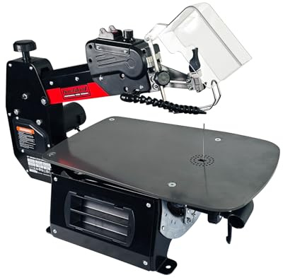 Bucktool Scie à chantourner 406 mm à vitesse variable, scie à chantourner électrique de 16 pouces, table de travail de 500 × 340 mm, profondeur de coupe de 50 mm, pour le travail du bois, le modélisme