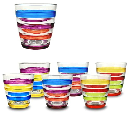 ARCA, Set di 6 Tumbler in Vetro Colorato, per 6 Persone, Bicchieri Ideali per la Tavola, Collezione Viva, Colori Assortiti, 250 ml