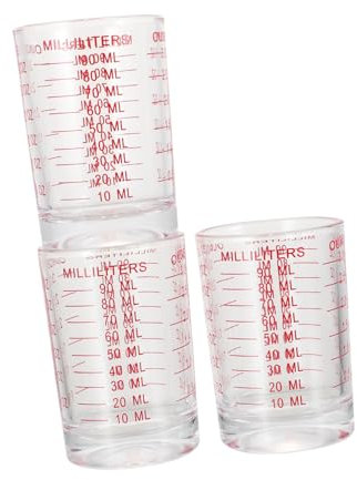 Holibanna Tazza Graduata in Vetro 90ml Scala, Misurino Da Cucina Trasparente Set Da 3 Pezzi, Brocca Graduata Pratica Per Cottura e Preparazione Latte e Caffè