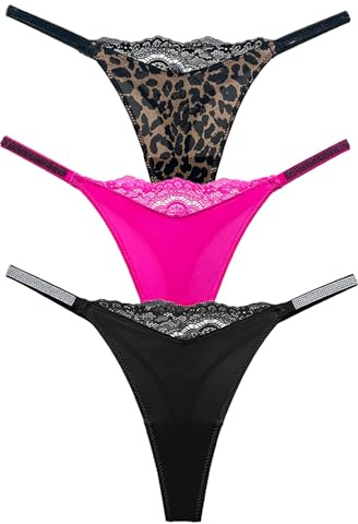 AIEOE Damen Panties Dessous Frauen Bling Thongs Glitter Spitze Tanga Bling Thongs Sexy Seiden Höschen T-String mit Strass