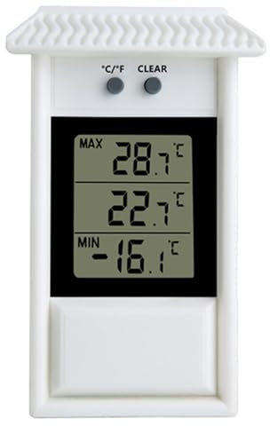 diwedaso Gartenthermometer zur Wandmontage, wasserdicht, Digitalanzeige, Max Min Temperatur, ABS, Gartenthermometer für den Außenbereich, wasserdicht, A