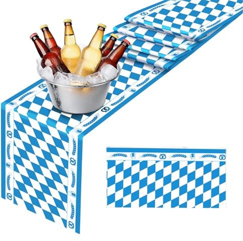 GWAWG Oktoberfest Table Runner Blue White Bavarian Diamond Table Decoration Bavarian Table Linen Oktoberfest Party Decoration for Beer Garden Munich Beer Festival Oktoberfest Party Accessories