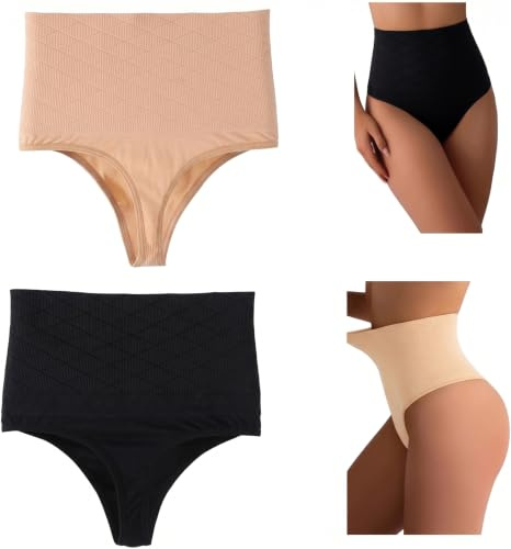 QZLSAYSL Women's Shaping Thong for a Flat Tummy,Suitable for All Occasions and Outfits, Especially Leggings and Slim Dresses, No Panty Lines - Set of 2