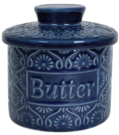 Französische Butterdose 300g, Keramik Butterglocke mit Wasserlinie, Wassergekühlt & Luftdicht, Große Butterdose für Streichfähige Butter, Hygienisch & Dekorativ für Küche & Haushalt
