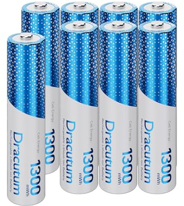 1.5V wiederaufladbare AAA Lithium Akkus 8 Stück, 1300mWh Lithium wiederaufladbare langlebige Trip A Lithium Ionen Batterien
