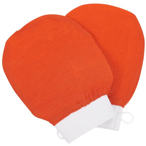 FRCOLOR 2 Stück-pack Peelinghandschuhe Badehandschuhe aus Weichem Material Hautfreundlich für Männer Frauen Tragbar für Reisen Duschzubehör zur Sanften Hautpflege