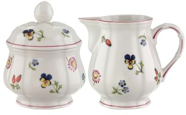 Villeroy & Boch Petite Fleur Lot de 2 pots à lait et sucre | Pot à lait (200 ml) et sucrier (360 ml) pour 6 personnes | Porcelaine de qualité supérieure | Multicolore
