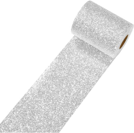 Decotalk Tapetenbordüre Silber Bordüre Selbstklebend 10X600cm Möbelfolie Glitzerfolie für Tisch Schränke Kommode Dekorative Wandbordüre für Wände Wohnzimmer Küche Badezimmer Glitzer Tapete Wasserdicht