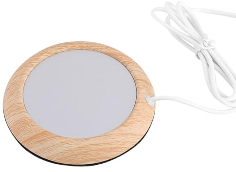 jojofuny sous-Verre Chauffant USB en Métal Chauffe-Tasse de Bureau 12 CM Tapis de Maintien au Chaud pour Café et Lait Alimentation USB Couleur Bois Clair Aléatoire