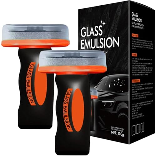 Glass Oil Film Remover for Car, Handheld Roll-On Glass Emulsion Cleaner with Cleaning Board, Removes Oil Film & Smudges, Improve Windshield Clarity for Driving Visibility (2)