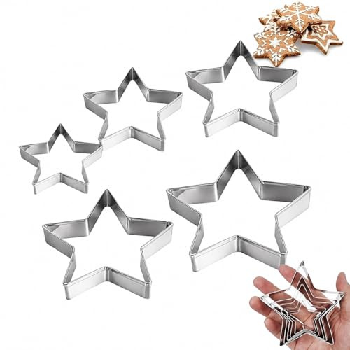 10Stk Ausstechformen Stern Set Edelstahl Stern Plätzchen Ausstecher 5 Verschiedene Größen Keksausstecher Backformen DIY Backwerkzeuge Für Weihnachten Geburtstag Party Valentinstag Kinder&Fam