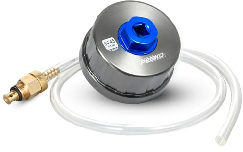 PESIKO 64,45mm Ölfilterschlüssel mit Ablaufschlauch für Toyota Lexus | Ablaufschlauch verhindert Ölverschmutzung, Robustes Luftfahrt-Aluminium, 3/8 Antrieb, Geeignet für 2,0–5,7L Motoren