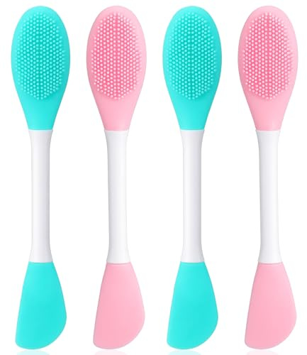 4 PCS Facial Cleansing Brush,2 in Silicone Face Scrubber Pore Brushs Face Scrub Brush for Exfoliating Massaging Remove Blackheads Applicator for Mud Makeup Skincare Removal Body Lotion DIY Mask Clay
